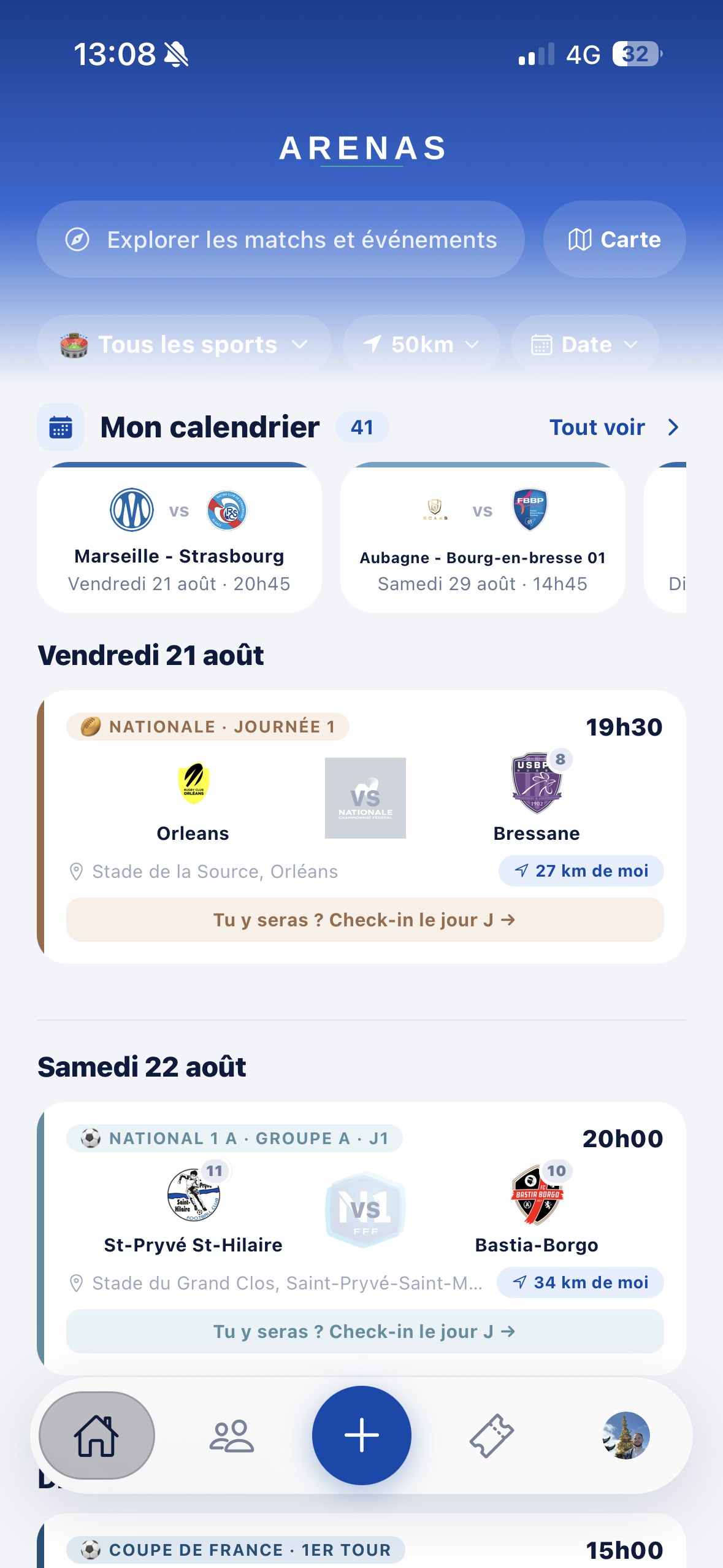 ARENAS, les matchs et événements autour de toi