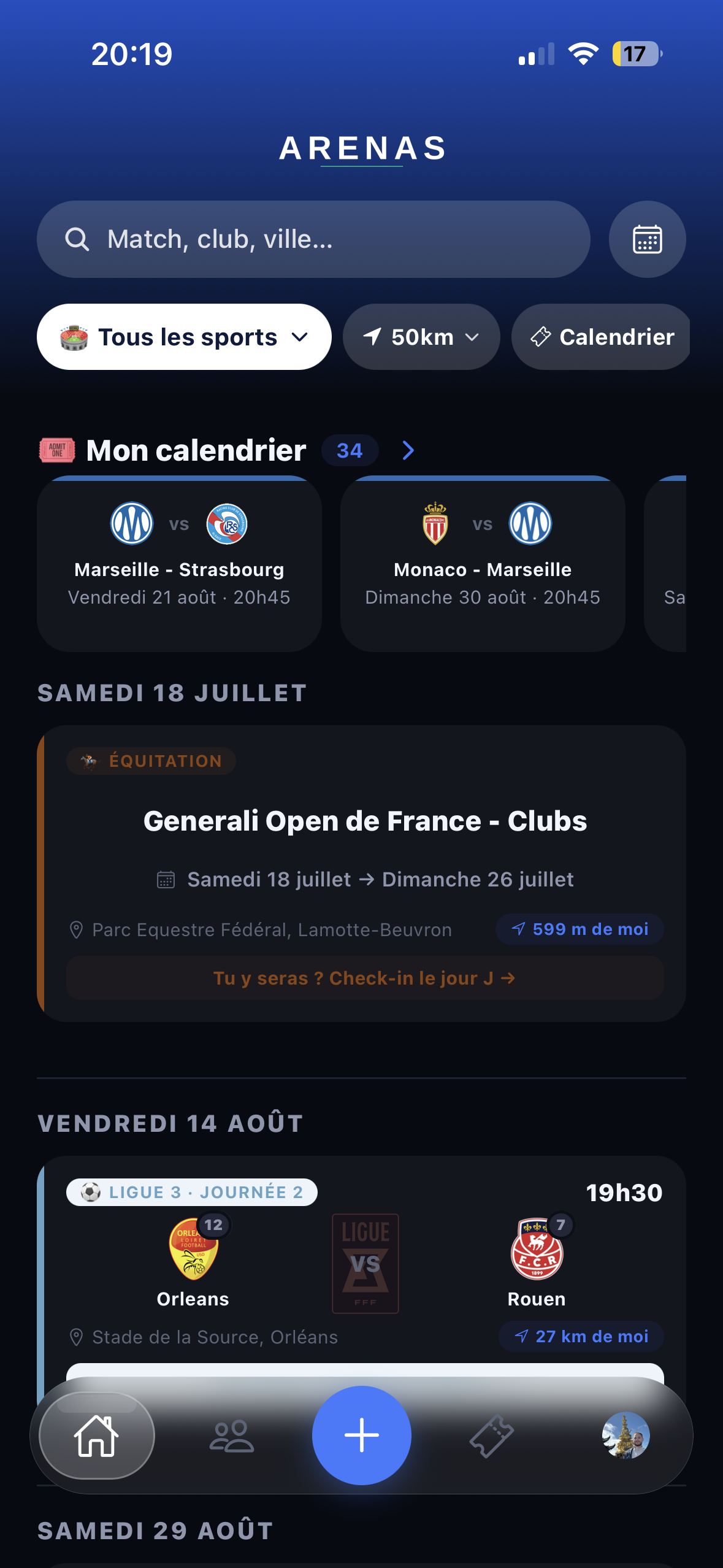 ARENAS, les matchs et événements autour de moi